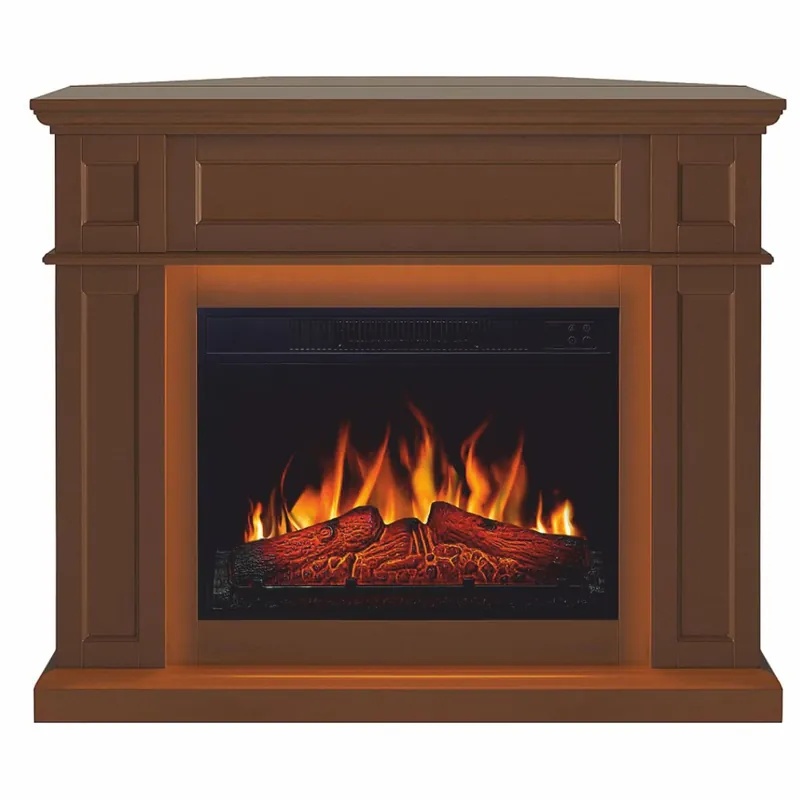 Markenprodukt Casa Padrino caminetto elettrico a LED in stile country marrone 104 x 32-64 x A. 87 cm
