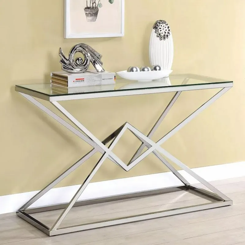 Casa Padrino consolle di lusso in acciaio inox con piano in vetro argento 100 cm - Mobili di lusso Sichere Zahlung