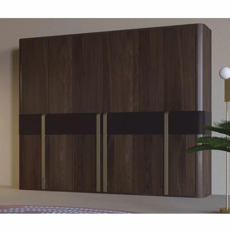 Highlight Casa Padrino armadio per camera da letto di lusso marrone / marrone scuro / ottone 280 x 65 x A. 228 cm