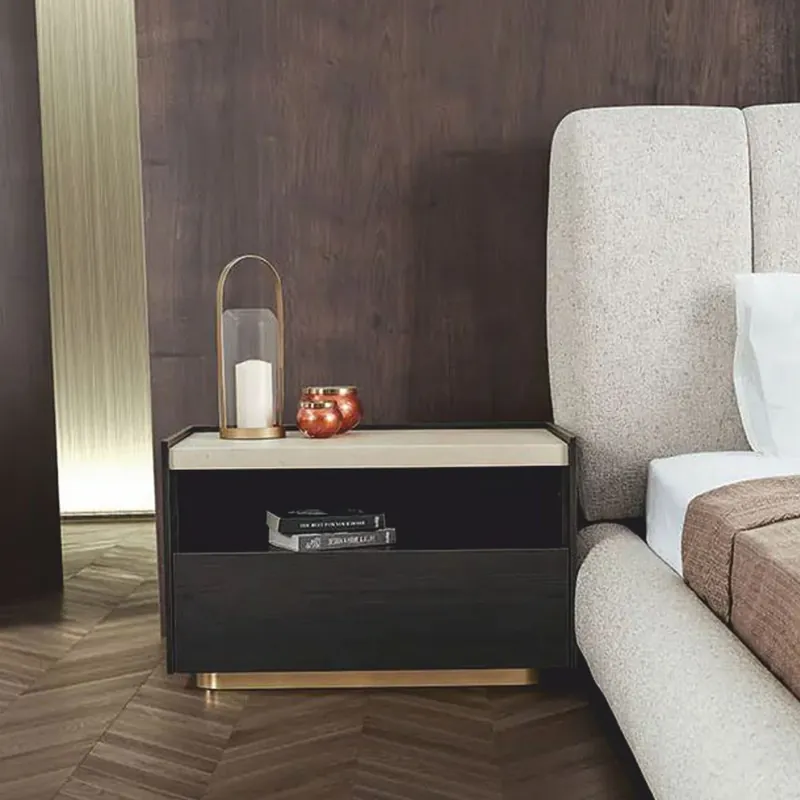 Casa Padrino comodino di lusso marrone scuro / crema / ottone - Mobili per camera da letto e hotel Direkt Vom Hersteller