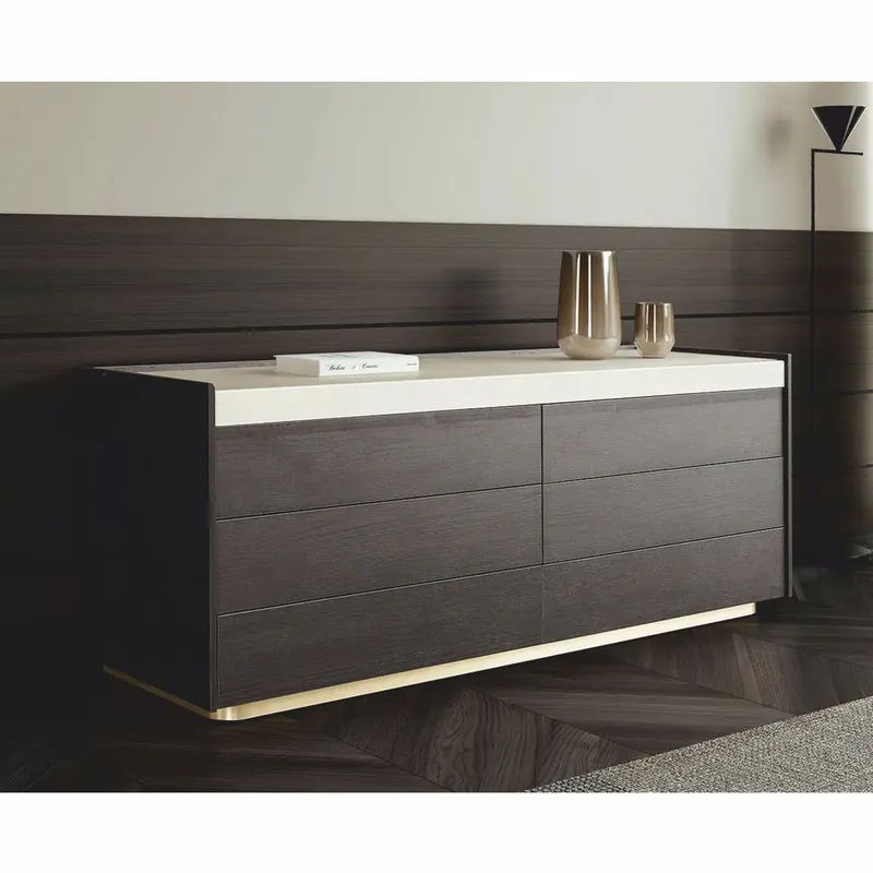 Finale Aktion Casa Padrino cassettone di lusso marrone scuro / crema / ottone 150 cm - Mobili per camera da letto