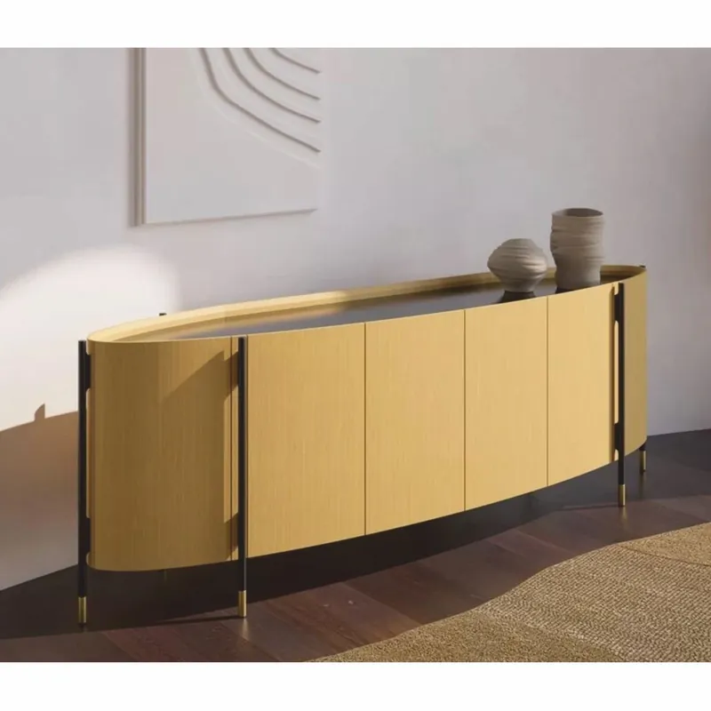 Versand Am Gleichen Tag Casa Padrino credenza di lusso con 4 ante naturale / nero / ottone 267 cm - Mobili per hotel