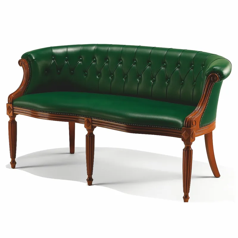Günstig Casa Padrino divano barocco di lusso in vera pelle verde / marrone 136 cm - Fatto in Italia