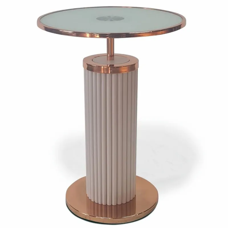 Billig Casa Padrino tavolino di lusso con piano in vetro grigio / rame A. 57 cm - Mobili di lusso