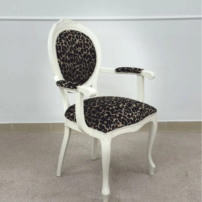 Casa Padrino sedia da pranzo barocco di lusso con braccioli leopardo / bianco - Mobili barocchi Kracherpreis