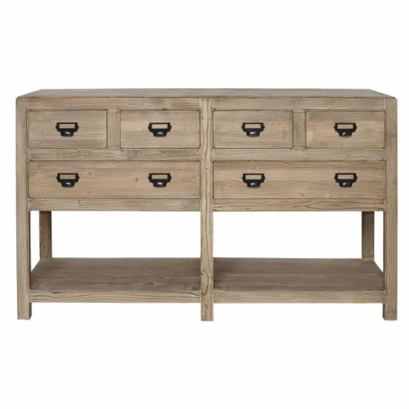 Casa Padrino credenza in stile country in legno massello con 6 cassetti naturale 150 cm Must-Have