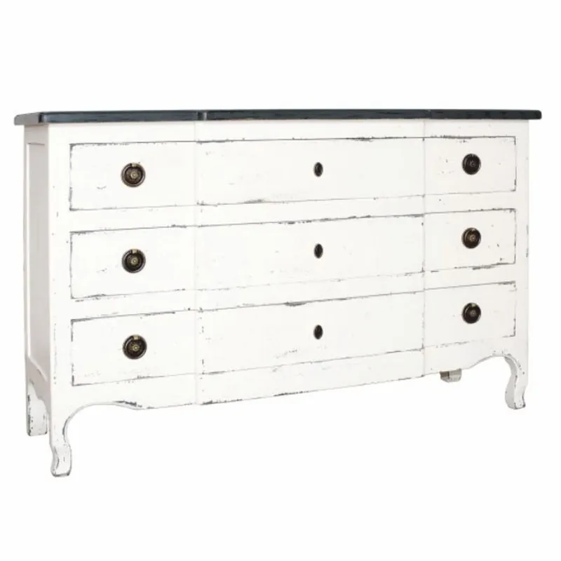 Top-Preis Casa Padrino cassettone stile country shabby chic con 3 cassetti bianco antico / nero 130 cm
