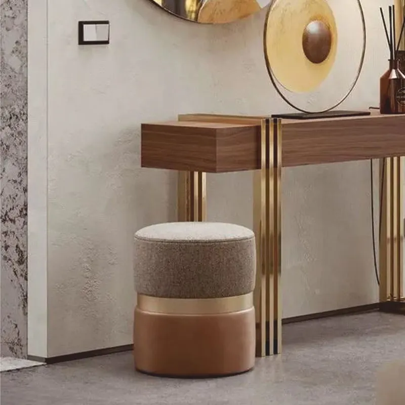 Zertifiziert Casa Padrino Sgabello di Lusso Bianco / Grigio / Ottone / Marrone Ø 40 x A. 45 cm - Mobili per hotel