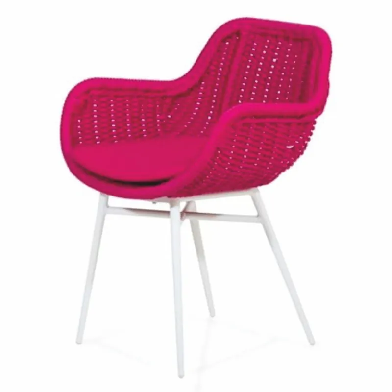 Casa Padrino sedia da giardino di lusso con braccioli rosa / bianco - Mobili da giardino Preiswert