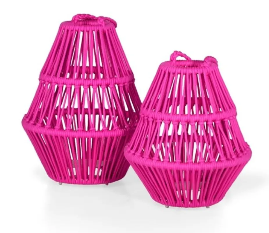 Zertifiziert Casa Padrino set di lanterne da giardino di lusso rosa - Accessori per l'arredo di giardino e patio