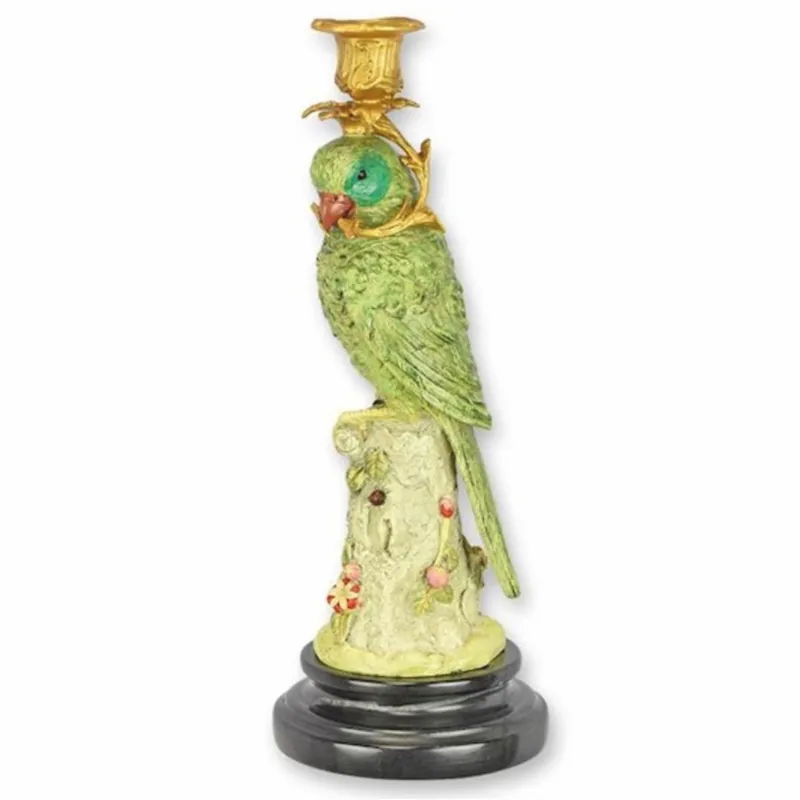 Casa Padrino portacandele Art Nouveau pappagallo rivolto a sinistra verde / oro / nero A. 31 cm Preiswert