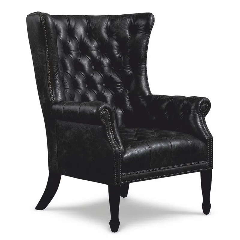 Casa Padrino poltrona Chesterfield di lusso in vera pelle nero vintage / nero Top-Angebot