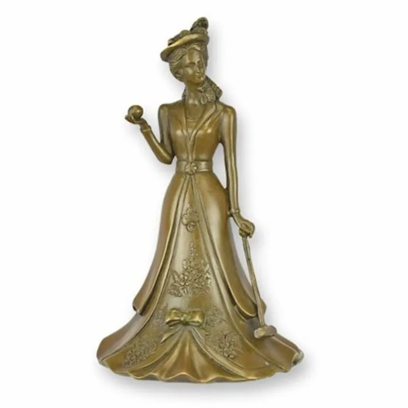 Geprüft Casa Padrino campanello da tavolo Art Nouveau dama con mazza da golf bronzo A. 16,8 cm