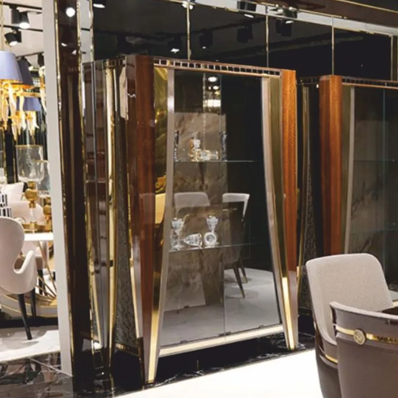 Finale Aktion Casa Padrino vetrina di lusso con 2 ante in vetro marrone / oro 130 x A. 200 cm - Mobili di lusso