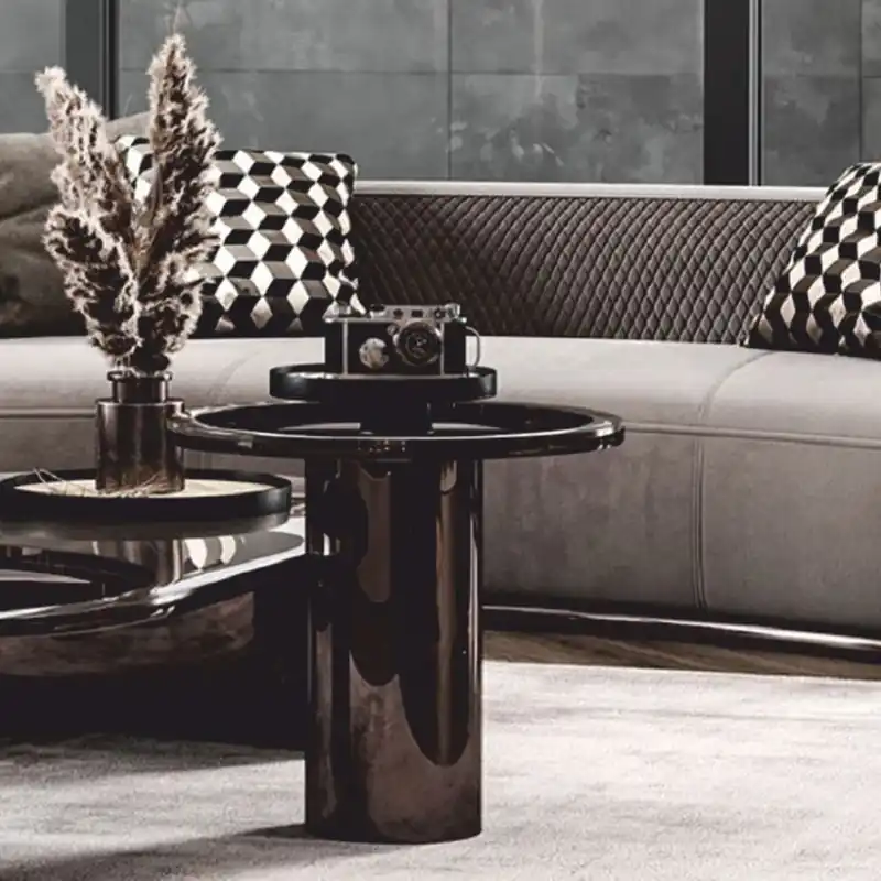 Casa Padrino tavolino di lusso con piano in vetro bronzo / grigio A. 50 cm - Mobili di lusso Preis Gesenkt