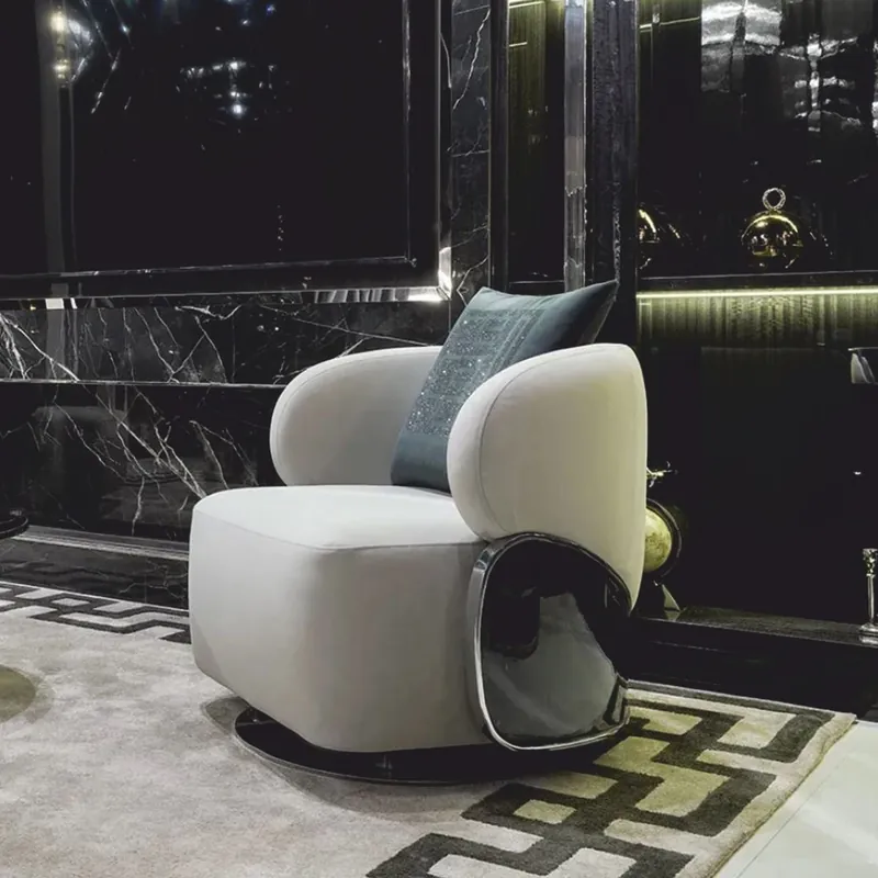 Casa Padrino poltrona girevole di lusso grigio chiaro / marrone scuro / argento - Mobili per hotel Günstig