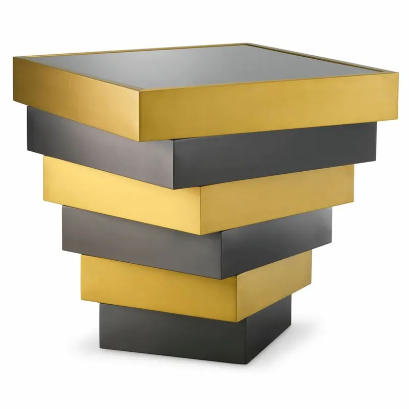 Casa Padrino tavolino di lusso in acciaio inox con piano in vetro ottone / bronzo / grigio Knallerangebot