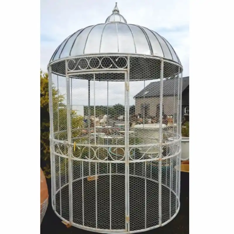 Markenprodukt Casa Padrino casa per uccelli da giardino Art Nouveau bianco / argento Ø 200 x A. 300 cm - Casas uccelli nostalgiche