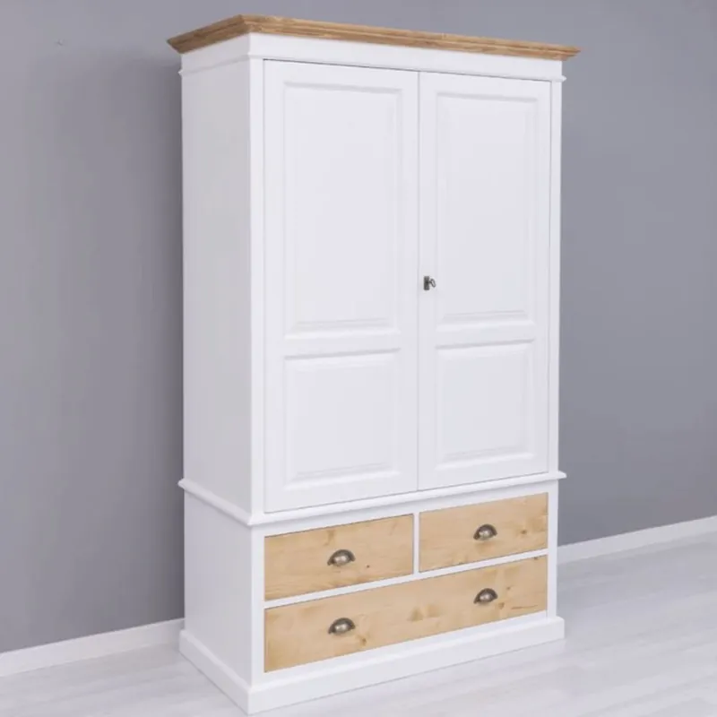 Echt Casa Padrino guardaroba stile country bianco / naturale 121 x A. 197 cm - Mobili per la camera da letto