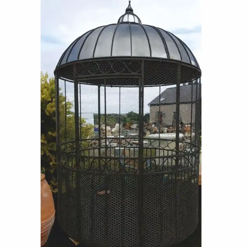 Billig Casa Padrino casa per uccelli da giardino Art Nouveau nero / argento Ø 200 x A. 300 cm - Casas uccelli nostalgiche