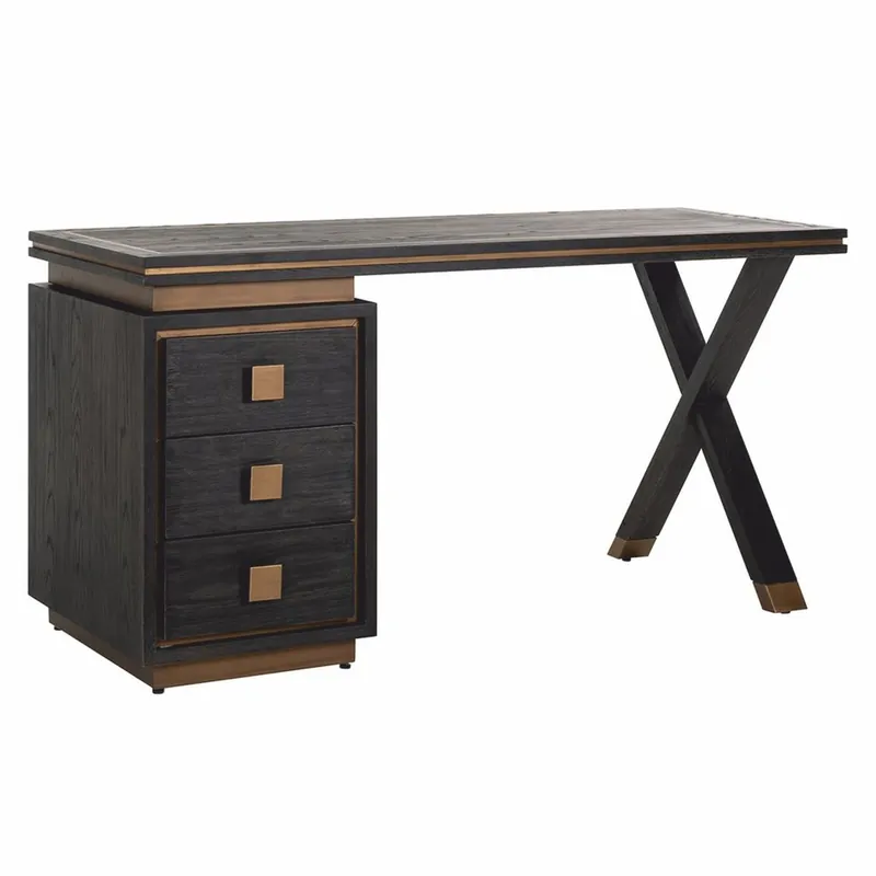 Expressversand Casa Padrino scrivania di lusso con 3 cassetti nero antico / bronzo 150 cm - Mobili per ufficio