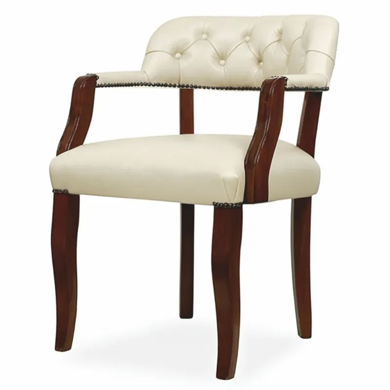 Casa Padrino sedia da pranzo Chesterfield di lusso in pelle con braccioli crema / marrone A. 77 cm Mega-Angebot