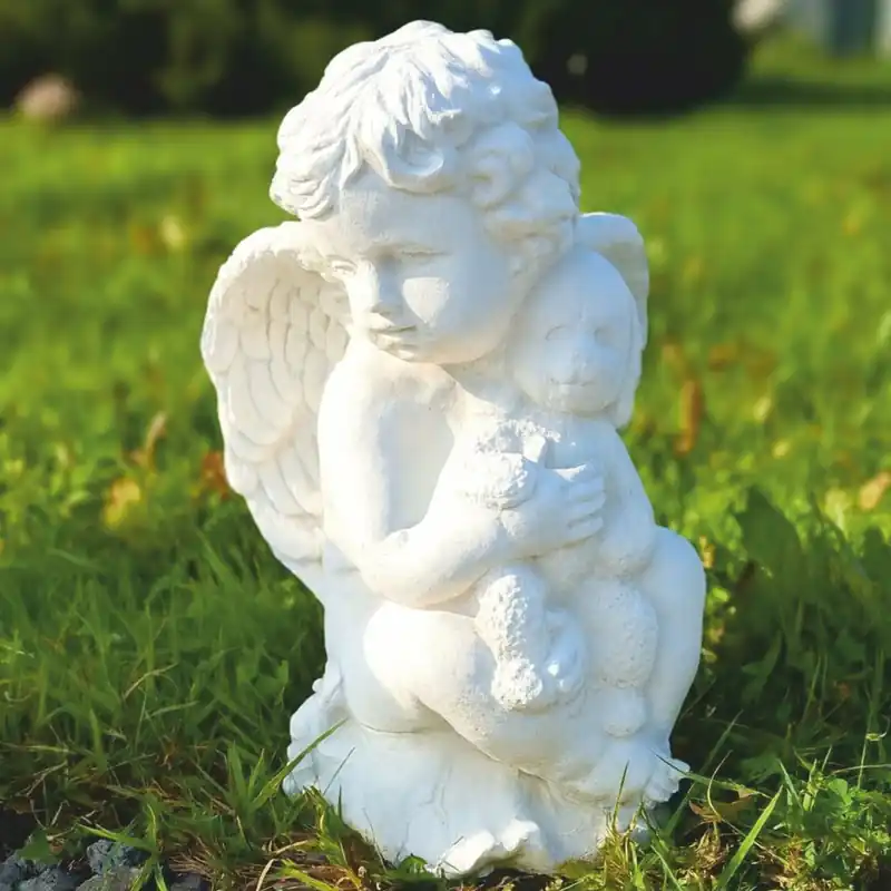 Casa Padrino scultura da giardino Art Nouveau angelo bianco A. 36 cm - Figura da giardino Aktuell