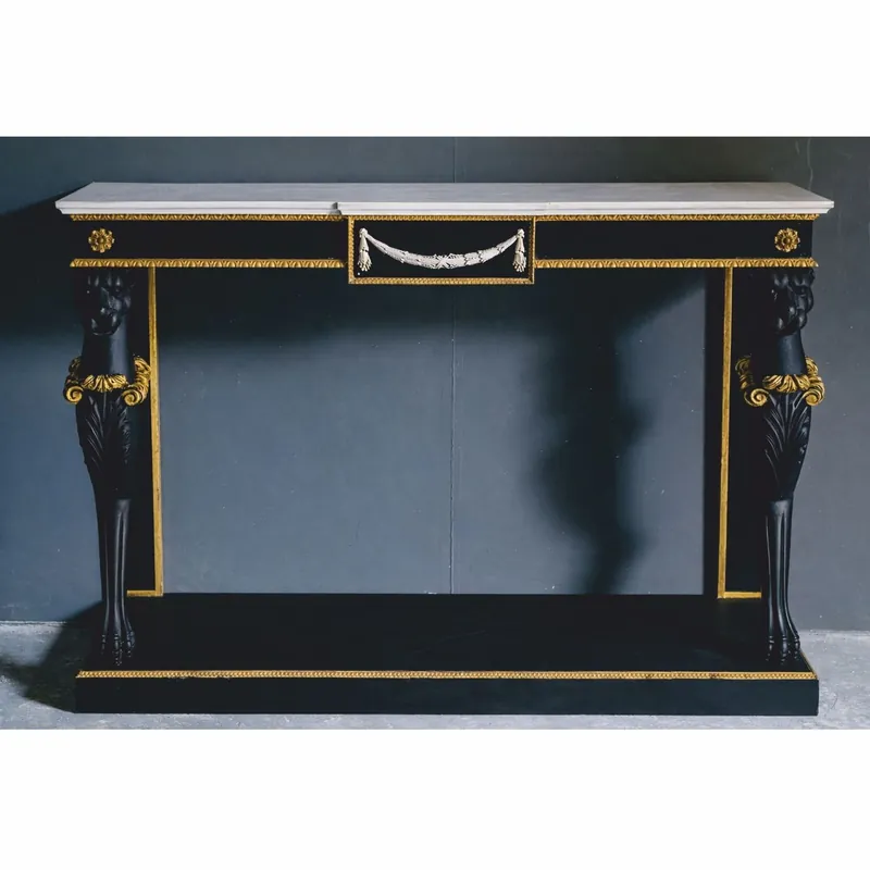 Casa Padrino Consolle Barocco di Lusso Nero / Oro / Bianco 144 cm - Mobili Barocchi - Fatto in Italia Letzte Chance