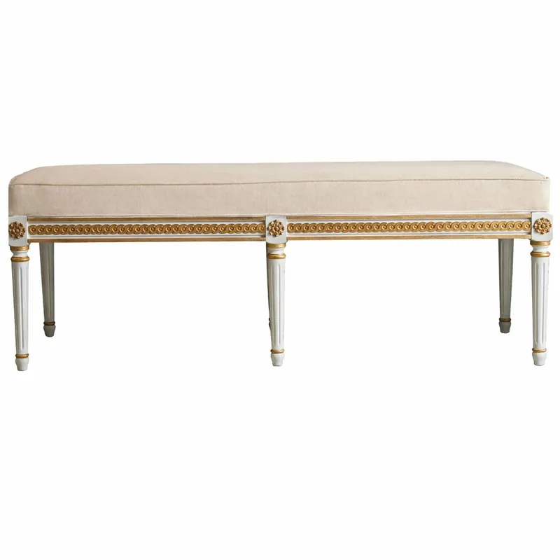 Neue Kollektion Casa Padrino panca barocco di lusso beige / bianco / oro 153 cm - Fatto in Italia
