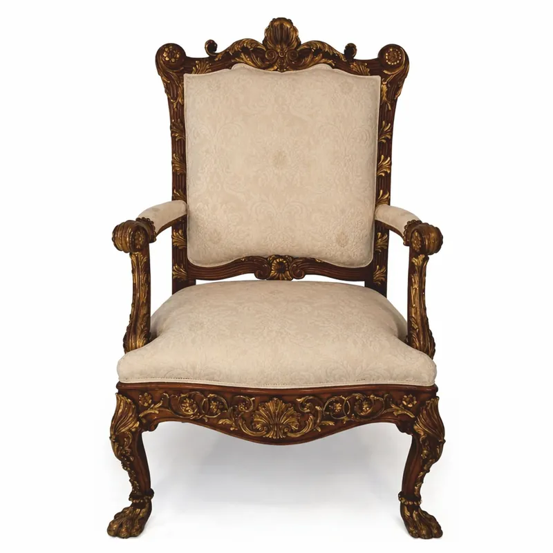 Casa Padrino poltrona da soggiorno barocco di lusso beige / marrone scuro / oro A. 123 cm - Fatto in Italia Online Kaufen