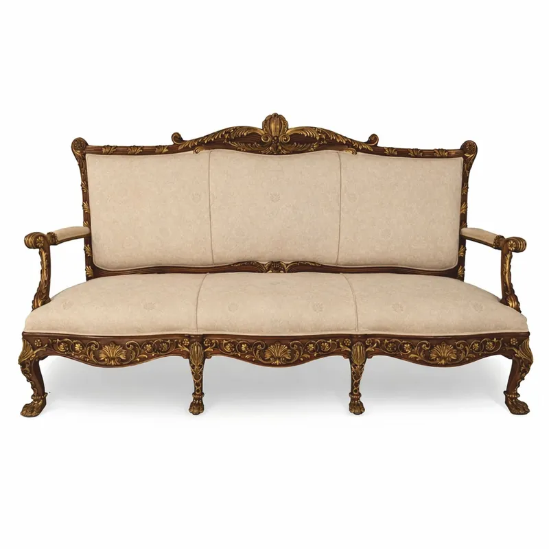 Casa Padrino divano barocco di lusso beige / marrone scuro / oro 217 cm - Fatto in Italia Neuheit