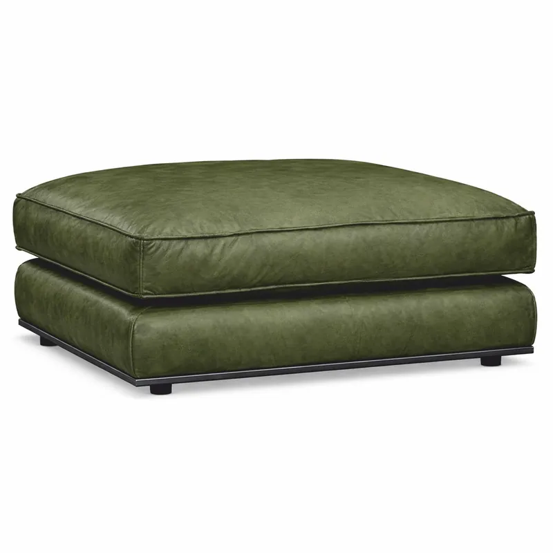 Casa Padrino sgabello di lusso in vera pelle verde vintage / nero 106 cm - Mobili in pelle Top-Seller