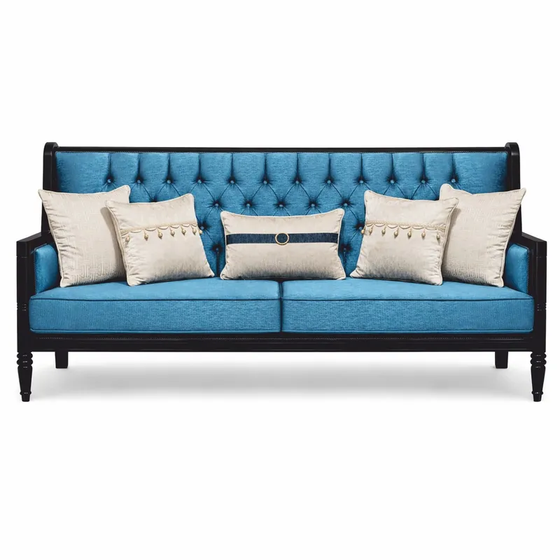 Casa Padrino Divano Barocco di Lusso Blu / Nero 230 cm - Mobili da Soggiorno in Stile Barocco Bestseller