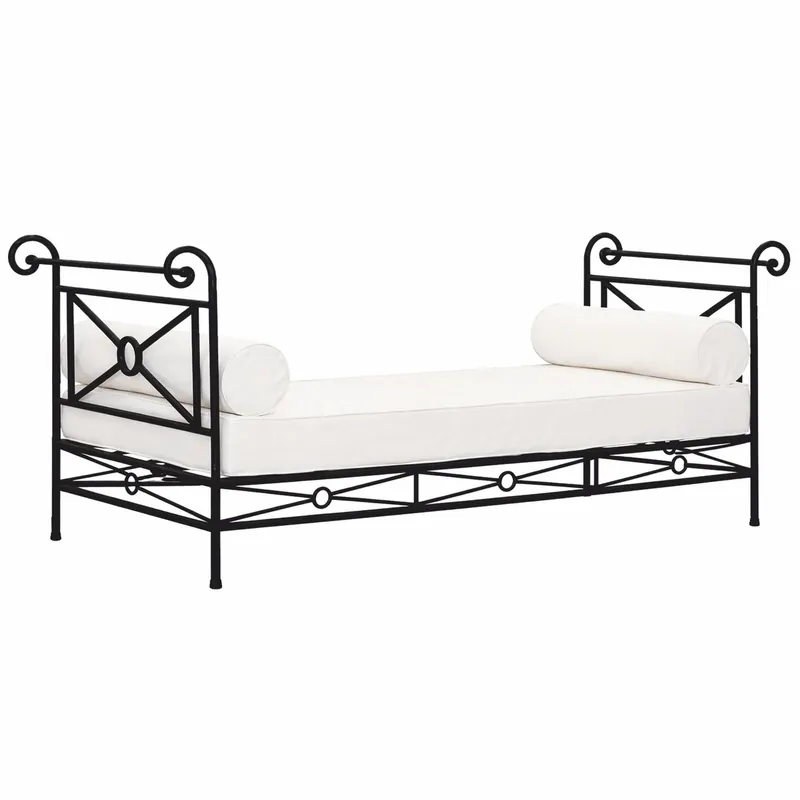 Casa Padrino divano Art Nouveau di lusso in ferro battuto nero / bianco 210 cm - Mobili da giardino Neue Kollektion
