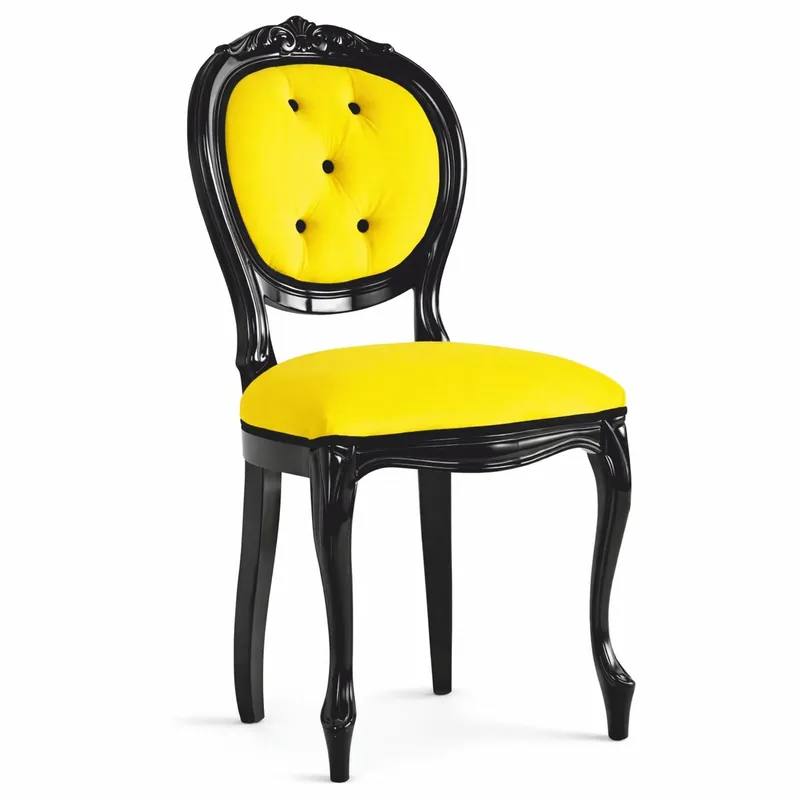 Casa Padrino Sedia da Pranzo Barocco di Lusso in Velluto Giallo / Nero A. 100 cm - Fatto in Italia Preisreduziert