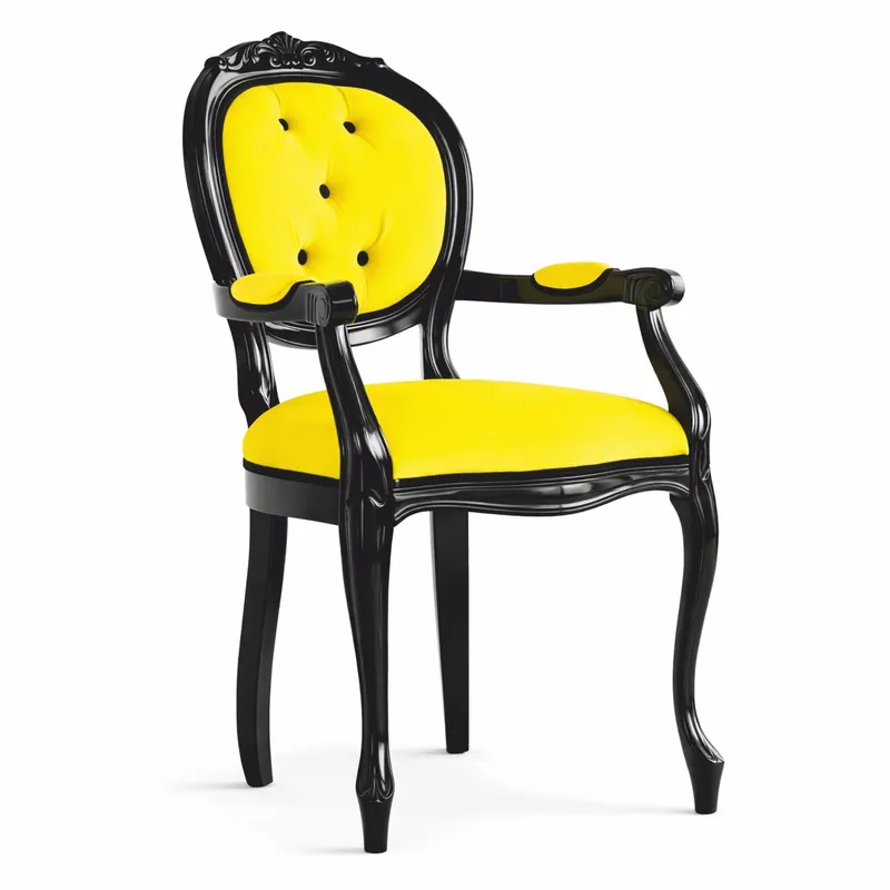 Casa Padrino Sedia da Pranzo Barocco di Lusso con Braccioli Giallo / Nero A. 100 cm - Fatto in Italia Direkt Vom Hersteller