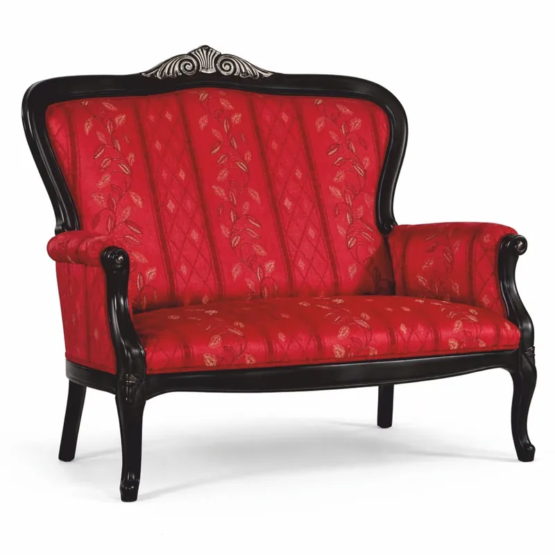 Casa Padrino divano barocco di lusso rosso / nero / argento 130 cm - Fatto in Italia Schneller Versand