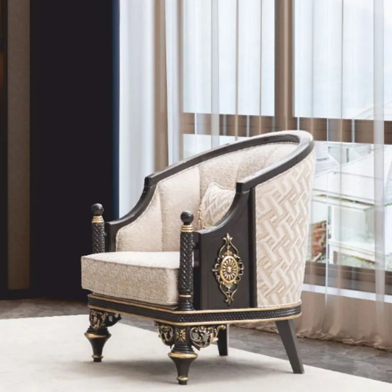 Casa Padrino poltrona da soggiorno barocco di lusso beige / marrone / oro - Mobili barocco Bestpreis