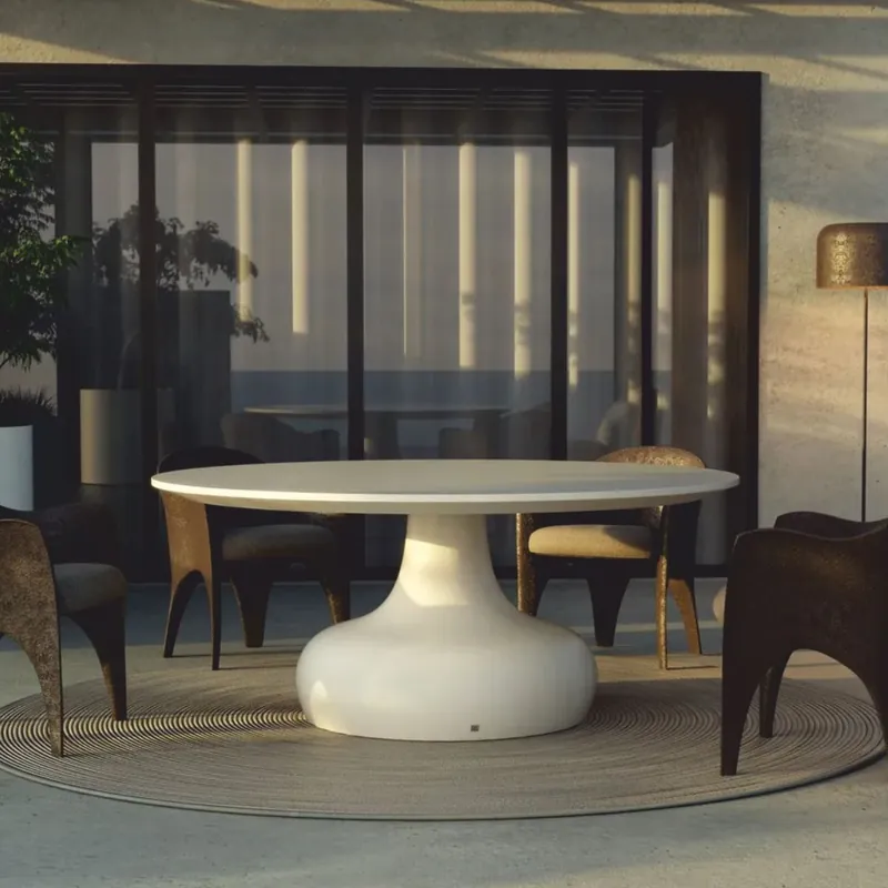 Casa Padrino tavolo da pranzo da giardino di lusso bianco opaco Ø 180 cm - Mobili da giardino di lusso Geprüft