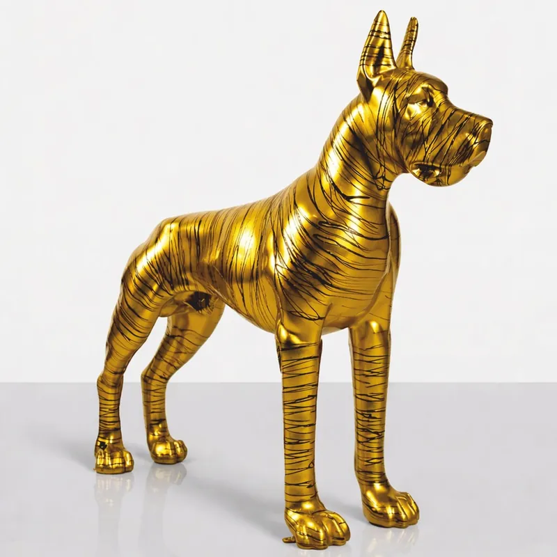 Begrenztes Angebot Casa Padrino Scultura Decorativa XXL Alano Oro / Nero 130 cm - Figura da Giardino