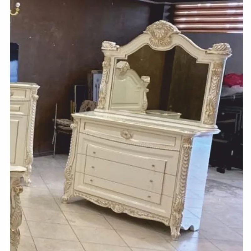 Echt Casa Padrino cassettone barocco di lusso con specchio a parete bianco / oro - Mobili in stile barocco