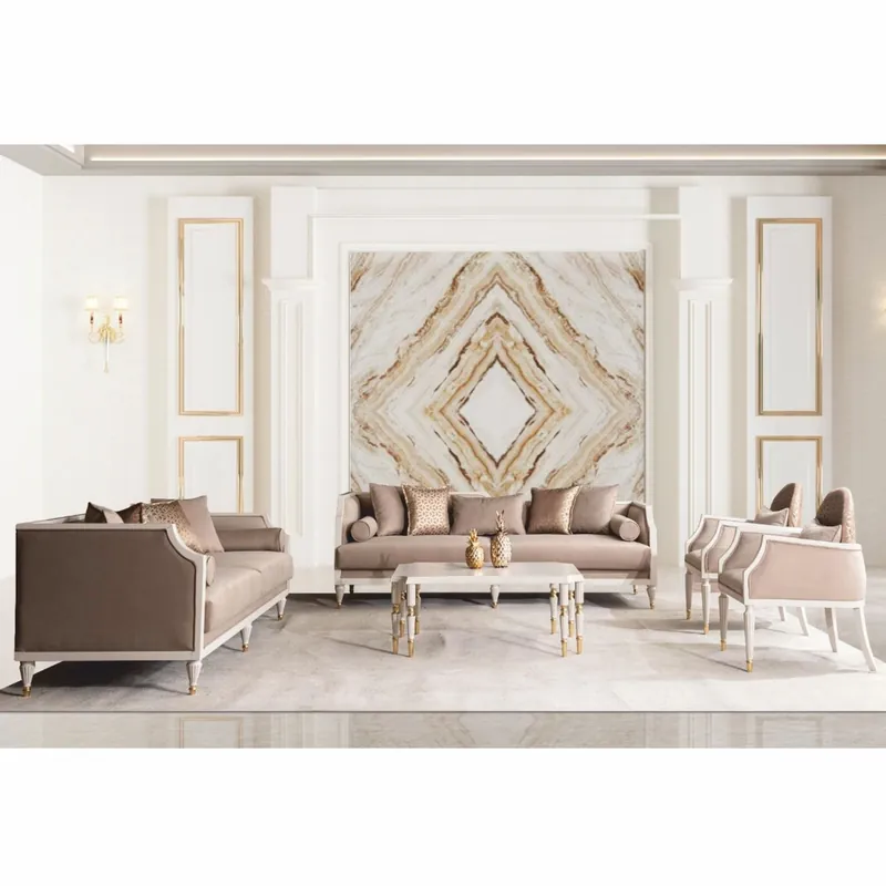 Preisreduziert Casa Padrino set da soggiorno barocco di lusso marrone / crema / oro - Mobili barocchi