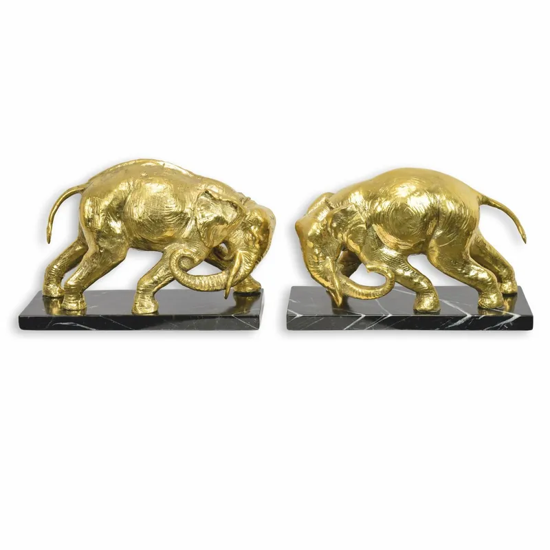 Casa Padrino set di reggilibri di lusso elefante oro / nero - Decorazione da scrivania Top-Seller
