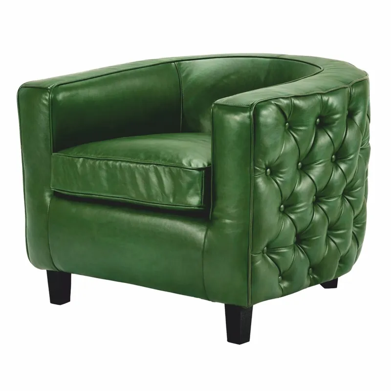 Casa Padrino poltrona Chesterfield di lusso in vera pelle verde / nero - Mobili in pelle Jetzt Bestellen