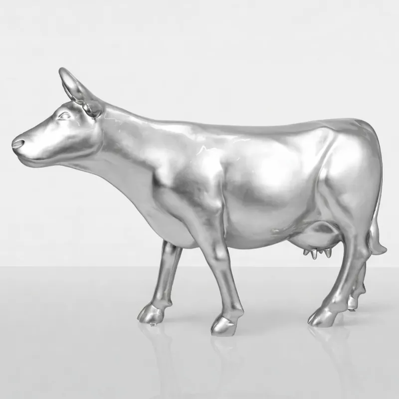 Casa Padrino scultura decorativa XXL mucca argento 225 cm - Figura da giardino a grandezza naturale Top-Preis
