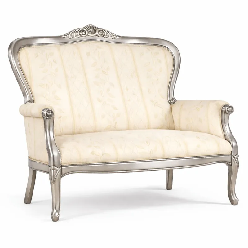 Casa Padrino Divano Barocco di Lusso Crema / Argento 130 cm - Mobili Barocchi - Fatto in Italia Jetzt Bestellen