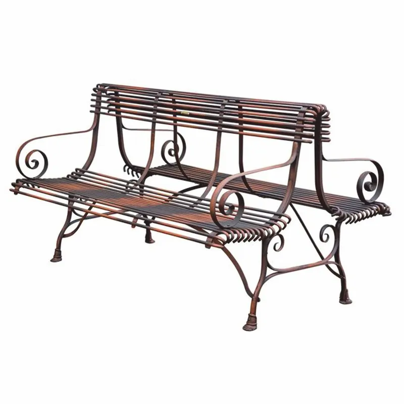 Angebot Casa Padrino panca da giardino in ferro battuto Art Nouveau marrone 150 cm - Panca bifacciale