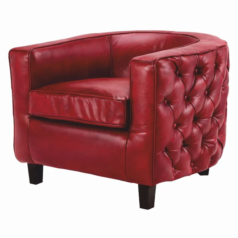 Casa Padrino poltrona Chesterfield di lusso in vera pelle rosso / nero - Mobili in pelle Neue Ware
