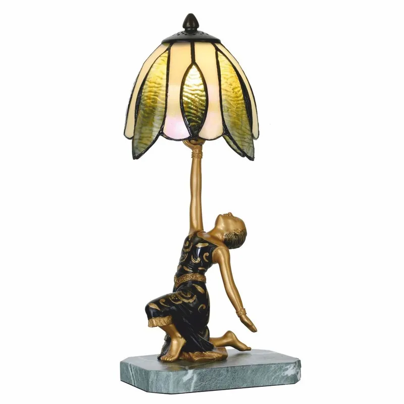 Begrenztes Angebot Casa Padrino Lampada da Tavolo Art Deco Tiffany Signora Oro / Nero / Verde A. 38 cm