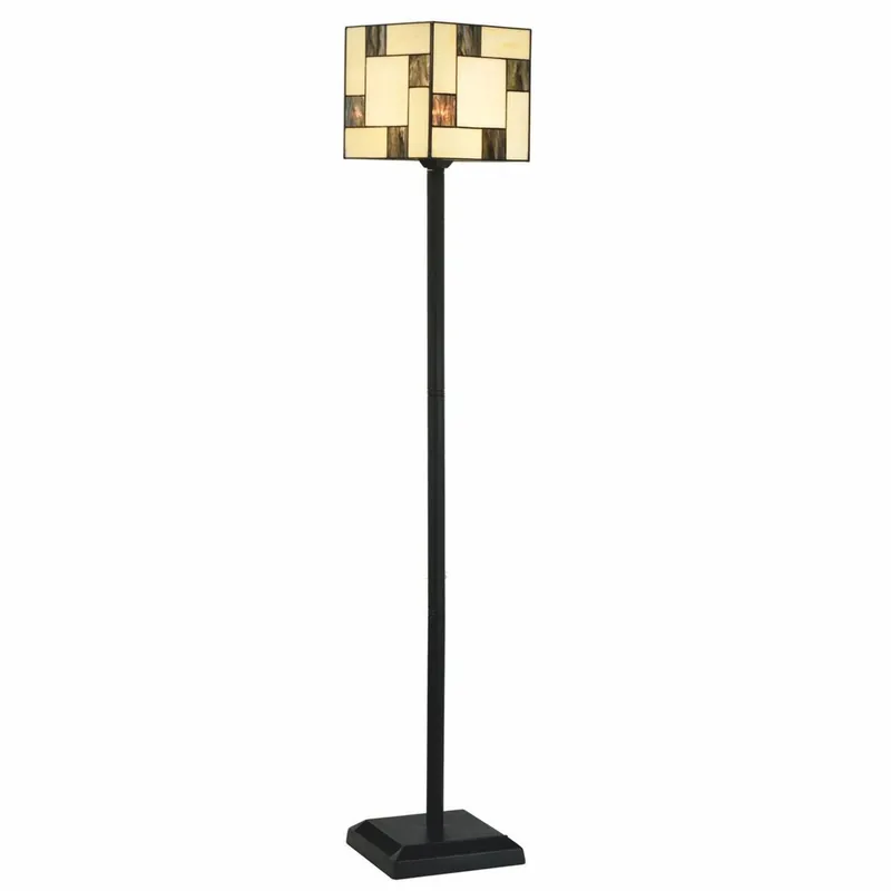 Casa Padrino Lampada da Terra Art Deco Tiffany Crema / Nero A. 164 cm - Lampade Tiffany Finale Aktion